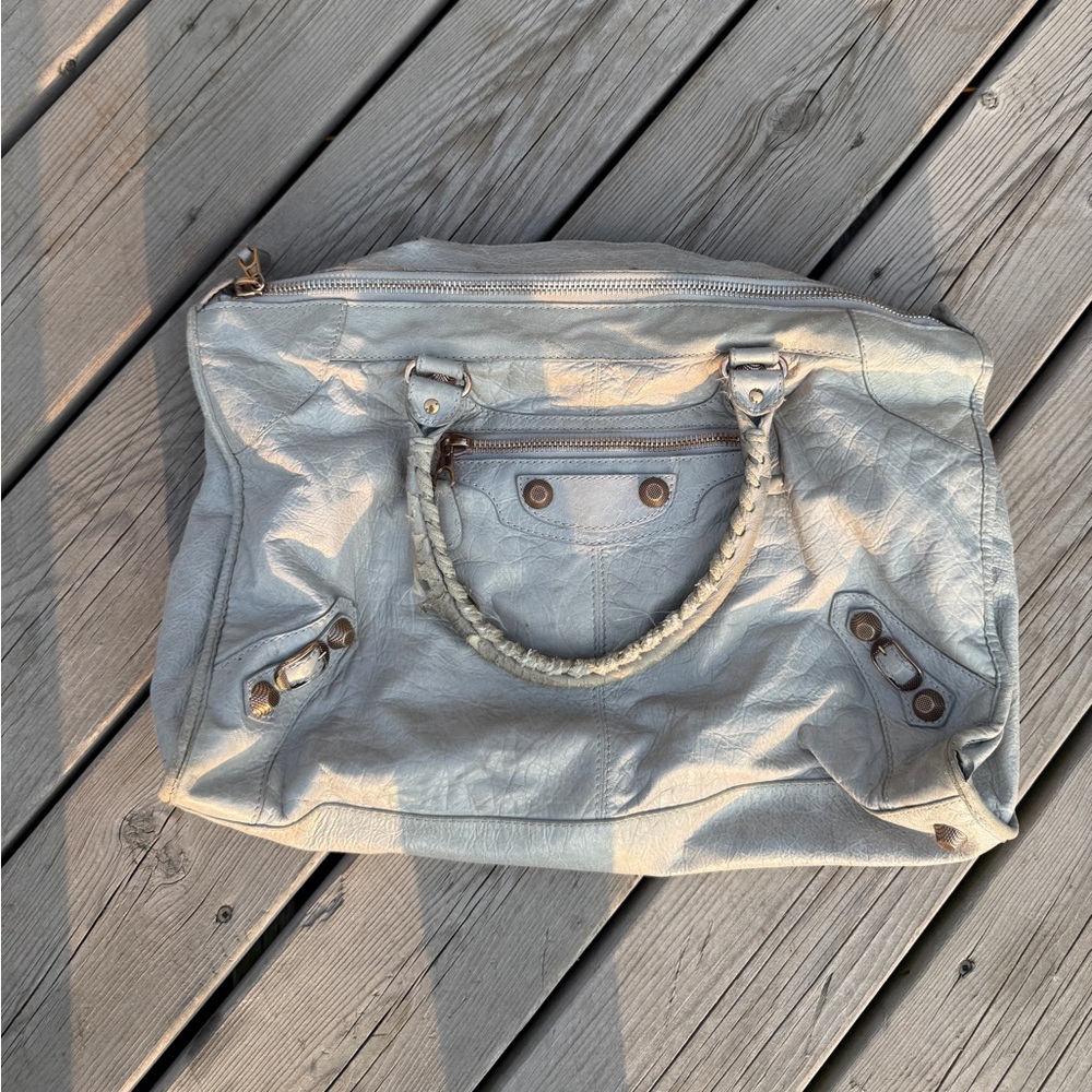 Balenciaga Work Moto City Bag in Rose Gold Giant Hardware (damage to handles)